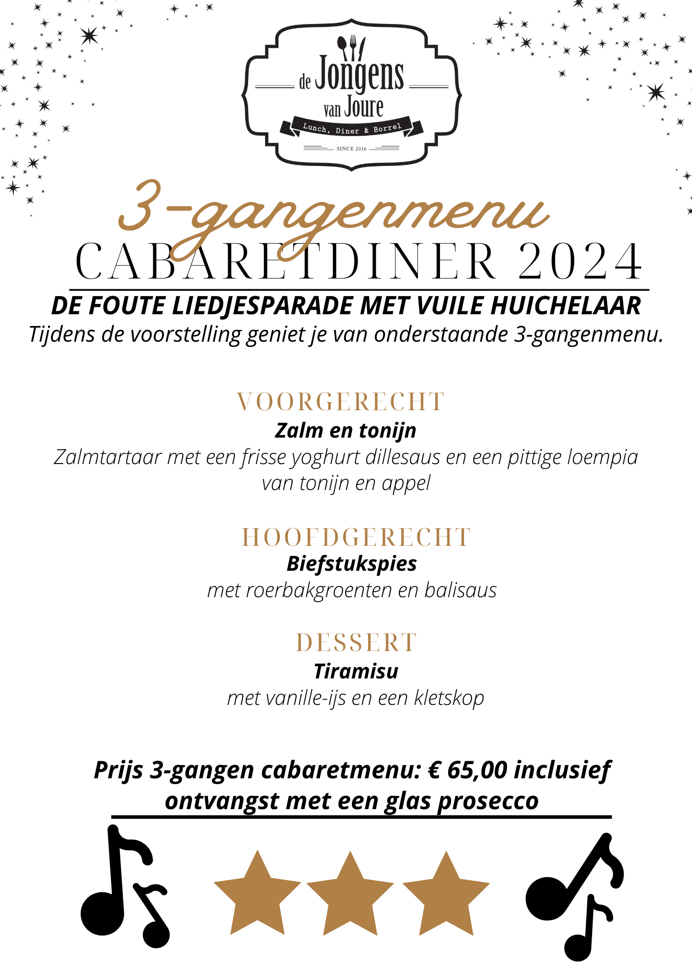 Menu cabaret diner 2024